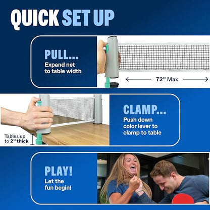 PRO-SPIN Retractable Ping Pong Net – 72" Table Tennis Net with Clamps | Portable Ping Pong Net for Any Table | Includes Custom Mesh Storage Bag | Replacement Table Tennis Net Posts - color: 1-Pack | Mint