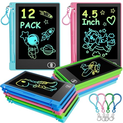 12 PCS Mini LCD Writing Tablet, 4.5 Inch Small Drawing Pad for Kids, Erasable Educational Toys Learning Writing Pad, Reusable Toy Gift Preschool Art Board for Girls Boys Party Favor