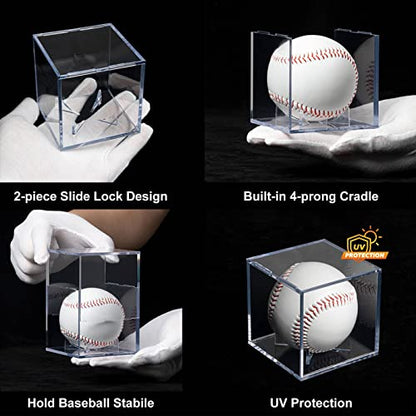 8 Pack Baseball Display Cases - UV Protected Acrylic Square Baseball Holder, Official Size Baseball Display Boxes, Clear Display Cube Baseball Memorabilia Showcase Autographed Ball Protector - size: 8ct Baseball Display Case