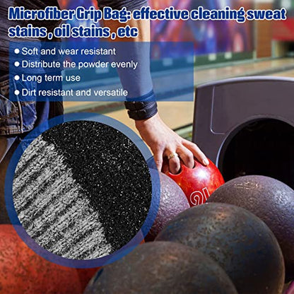 Lewtemi Microfiber Ultra Dry Bowling Grip Ball, 2 Pcs Microfiber Bowling Rosin Bags for Hands for Golf Lifting Rock Climbing Tennis Gymnastics - color: Black and Gray