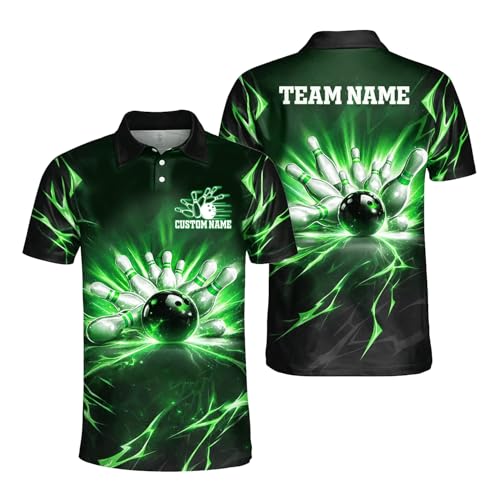 GABITA Personalized Bowling Jerseys for Men, Custom Bowling Polo Shirt, Bowling Shirts Gift for Bowler Team Player - color: A57