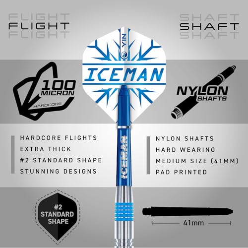 RED DRAGON Game On Professional Player Series Steel Tip Darts Set - Stainless Steel Darts with VRX Shafts & Flights - Available in Iceman, Coolhand & Snakebite Styles - style: Iceman