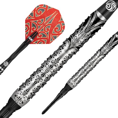 Shot! Darts Warrior Taiaha 90% Soft tip Tungsten Barrels, Balanced for Maximum Aerodynamics Handcrafted Professional Soft Tip Darts Set for Electronic Dartboard | Made in New Zealand