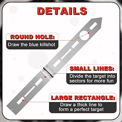 Epakh Axe Throwing Target Template Stainless Steel Target Template Stencil Comes with 3 Markers Throwing Board Stencil Axe Set for Drawing, 20 x 2 Inches (Foldable)
