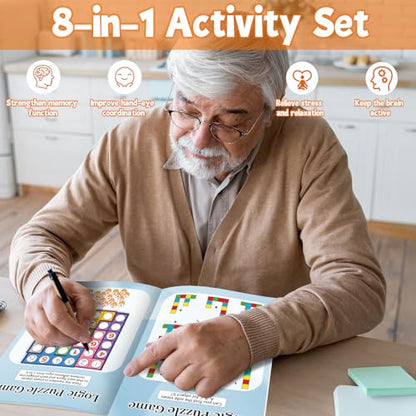 Elfew 4 Pack Activity Book for Adults, 150+ Brain Games, Puzzles Books for Adults, Teens and Seniors, Activities for Adults, Memory Games Includes Word Search, Sudoku, Mazes and More