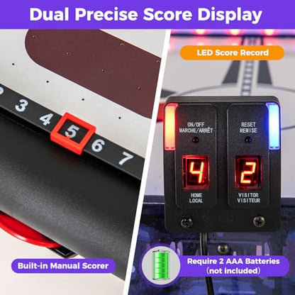 Goplus 54" Air Hockey Table, Hockey Game Table w/LED Scoreboard, Lights, 2 Pucks, 2 Pushers, Powerful 12V Motor, Indoor Powered Arcade Style Table for Kids Adults, Game Room, Home, Office