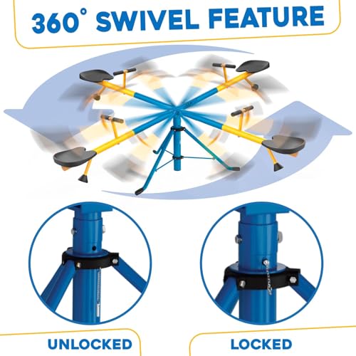 Stargo Swivel Teeter Totter Indoor for Toddlers Age 2-5, 360 Seesaw Frame Expands for Kids Outdoors for Ages 4 5 6 7 8 9 10, Outside Toys Playground Equipment