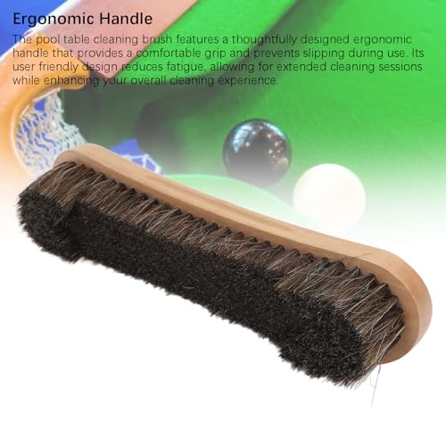 Pool Table Brush 12 Inch, Soft Horsehair Gently Clean Pool Table Felt Brush, Ergonomic Wood Handle for Thorough Cleaning Billiard Cleaner