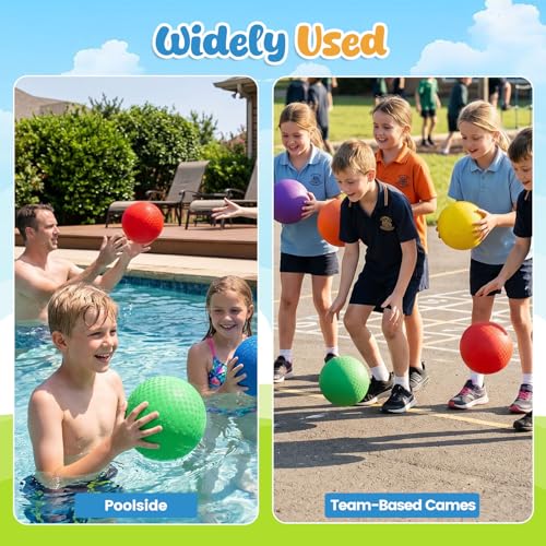 Amor Present 6PCS Playground Ball, 7 Inch Inflatable Kickballs with Pump, Rainbow Rubber Dodgeball for Kids Beach Toy Sports Games Indoor Outdoor Pool Party - size: Medium