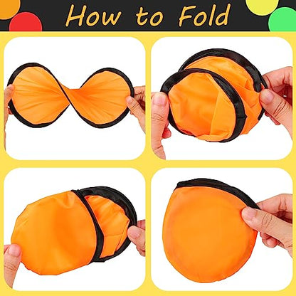 10 PCS Foldable Flying Disc Fans Set with Bag Folding Pocket Beach Flying Disc for Party Favors Summer Outdoor Activity