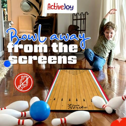 ActiveJoy - Classic & American Style Mini Kids Bowling Set - Bowling Games for Kids Indoor - Bowling Alley Toy with Lane, 10 pins, 2 Balls for Family & Friends - 2-5 Years Old - Classic Retro - color: Classic Retro
