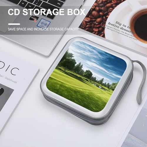 Golf Course Lawn CD Case 40 Capacity DVD Case Portable Zipper CD Case Holder Protective DVD Disc Wallet Bag Large Storage CD Wallet CD DVD Organizer for Car Home Travel