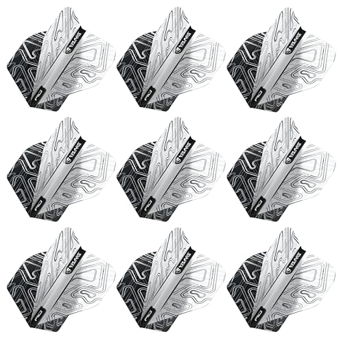 RED DRAGON Yin Yang Double Sided Dart Flights 3 Sets Per Pack (9 Dart Flights in Total) - color: White and Black
