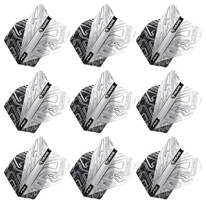 RED DRAGON Yin Yang Double Sided Dart Flights 3 Sets Per Pack (9 Dart Flights in Total) - color: White and Black