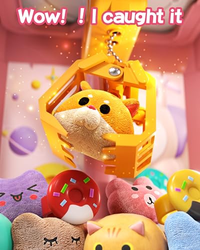 Claw Machine for Kids, Mini Vending Machine with Game Coins & Music, Prize Dispenser Toys for Girls and Boys, Electronic Claw Game Machine for Party Birthdays, Includes 35 Mini Toys (Doggy Pink) - style: Doggy Pink