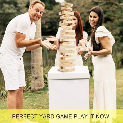 Tumbling Tower Game - 3.3 FT 60 Premium Wood Blocks Outdoor Stacking Game for Family & Adults with Carry Bag, Perfect for Backyard Lawn Camping Party BBQ - size: Medium Size