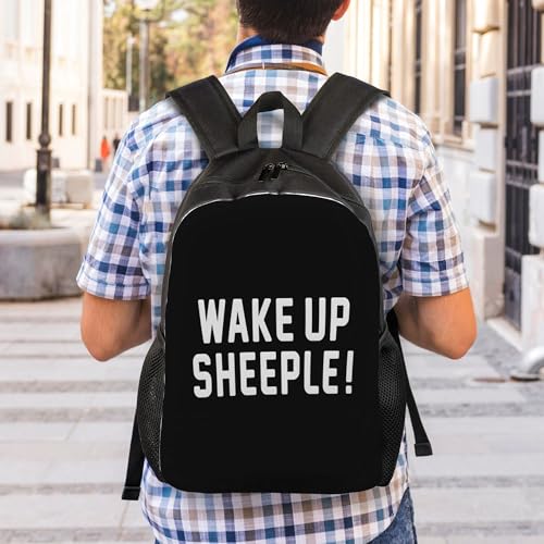 Wake Up Sheeple Black Backpacks For Men Women Book Bag Travel Hiking Camping Work Lightweight - color: Ye10