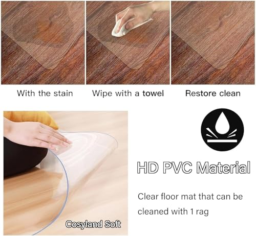 Low Pile Carpet Protector/Rugs Protect Runners Cover,Gaming Computer Rolling Chair Tile Pad/Heavy Duty Vinyl Plank Flooring Mat - Plastic Clear(120cmX160cm/48 X64) - size: 5'4" x 4' (Bear)