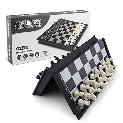 DINOBROS Magnetic Travel Chess Set with Folding Board Portable Chess Board Games Gift for Kids and Adults - style: Chess Set