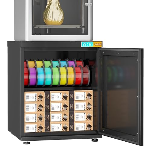 180L 3D Printer Enclosure with Dehumidifier & Stand, Industrial Sealed Filament Storage Cabinet - Holds 40 Rolls, 25% RH Control, Compatible with Bambu Lab P1S/P2S/Ender 3 - color: Black-DM