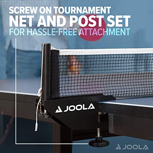 JOOLA Inside Professional MDF Indoor Ping Pong Table with Quick Clamp Table Tennis Net and Post Set - 10 Minute Easy Assembly - Tournament Quality - Foldable with Single Player Playback Mode - color: 25mm Blue