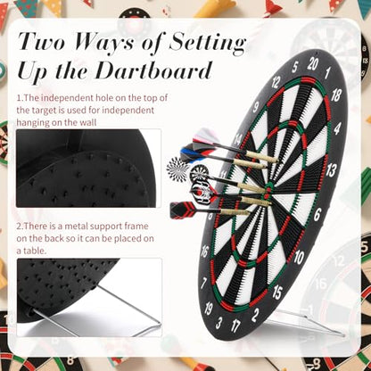 Soulchen 153 Pcs Dartboard Sets -1 Soft Tip Dartboard 12 Soft Tip Darts 100 Extra Dart Tips 18 Tails 2 Flight Protectors 20 Rubber Rings for Birthday Gifts Indoor Game Party Games