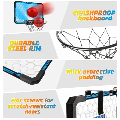 Indoor Basketball Hoop Boys Gifts for Teens Door Room Basketball Hoop Mini Hoop with Scoreboard, 3 Balls and Batteries Basketball Toys for 8 9 10 11 12 - style: Cool LED Basketball Hoop & Scoreboard