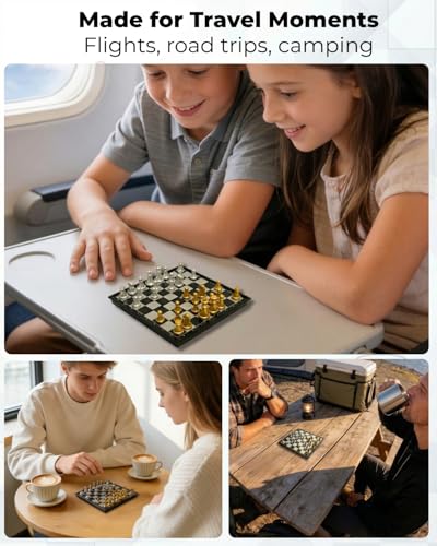 Mini Travel Chess Set Magnetic Vikutu 5.11 Inches Portable Small Folding Chess Board (X-Small) - size: X-Small