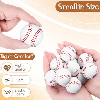 Aodaer 24 Pack Mini Baseball Stress Balls Fidget Ball Toys Bulk | Soft Foam Balls for Sports Party Favor Gifts, Birthday Party Decoration, Goodie Bag Stuffer, Mini Size, with Drawstring Bag - style: Baseball