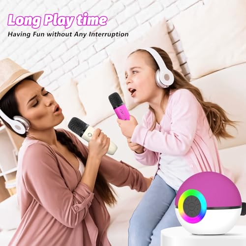 goopow Mini Karaoke Machine Speaker for Kids Adults, Portable Bluetooth Microphone Song Toys with LED Light, Best Chritmas Birthday Festival Gift for 3 4 5 6 7 8+ Year Old Girls Boys (Hotpink-2MIC) - color: Hotpink-2Mic