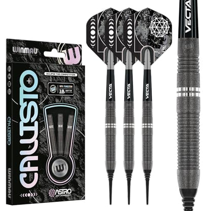 Winmau Darts Callisto Series 90% Professional Tungsten Soft Tip Darts Set with Dart Flights and Dart Shafts (Stems) - Available in 18g Weight and Three Styles - size: 18G, style: Callisto 3