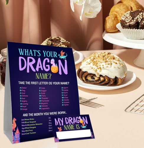 Dragon Birthday Party Decorations-Birthday Party Games,Dragon Theme Birthday Party Sign,Baby Shower Decorations,Birthday Party Game,Baby Shower Games,What's your Dragon Name - style: Dragon 2