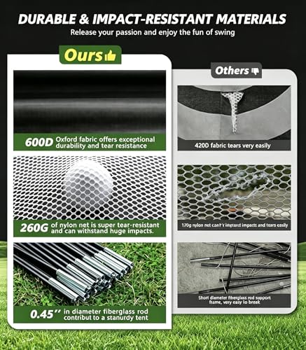 Golf Net: 10x7FT Practice Net with Mat – for Chipping, Swing & Driving Practice –Golf Nets for Backyard, Indoor & Outdoor Use – Ideal Gifts for Men, Women, Dad, Husband, Golfers