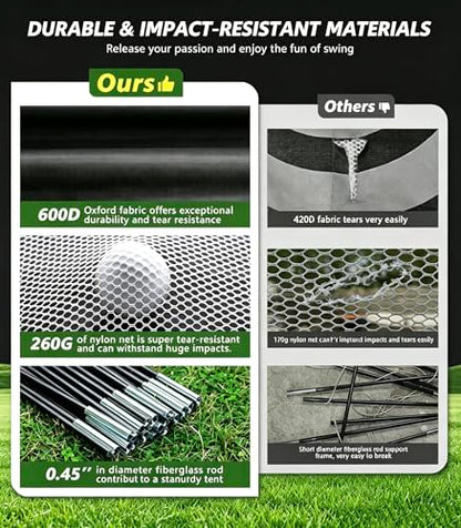 Golf Net: 10x7FT Practice Net with Mat – for Chipping, Swing & Driving Practice –Golf Nets for Backyard, Indoor & Outdoor Use – Ideal Gifts for Men, Women, Dad, Husband, Golfers