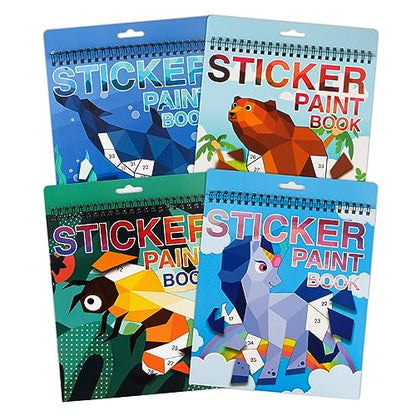 AEAHALY 4 Pack Paint by Sticker Kids Crafts for Kids Ages 4-8 Sticker by Number Books Boys and Girls Birthday Gifts Party Favor, Travel Toys for Toddlers Learning (Animal+Ocean+Insect+Horse) - style: Style2-4PCS
