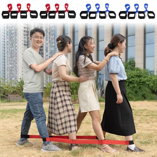 2PK Team Building Games for Work & Field Day Birthday Party, Outdoor Activities, Backyard Games Party, Relay Races for Family - Adjustable Nylon Cooperative Bands with Carry Bag