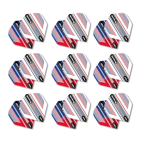 RED DRAGON Yin Yang Double Sided Dart Flights 3 Sets Per Pack (9 Dart Flights in Total) - color: Red, White and Blue