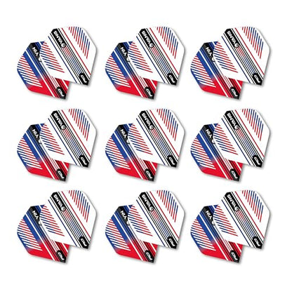 RED DRAGON Yin Yang Double Sided Dart Flights 3 Sets Per Pack (9 Dart Flights in Total) - color: Red, White and Blue