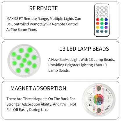 LED Disc Golf Baskets Light 2-Pack with Magnetic Attachment, RF Remote Control, Waterproof, Multi Colored Adjustment Modes for Disc Golf Night Practice