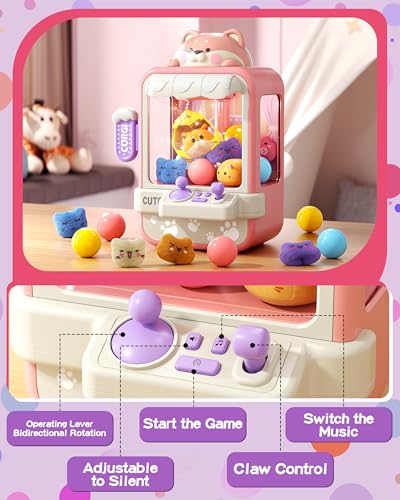 Jovow Claw Machine for Kids, Mini Vending Machine with Music, Prize Dispenser Toys for Girls and Boys, Electronic Claw Game Machine for Party Birthdays, Includes 35 Mini Toys (Small)