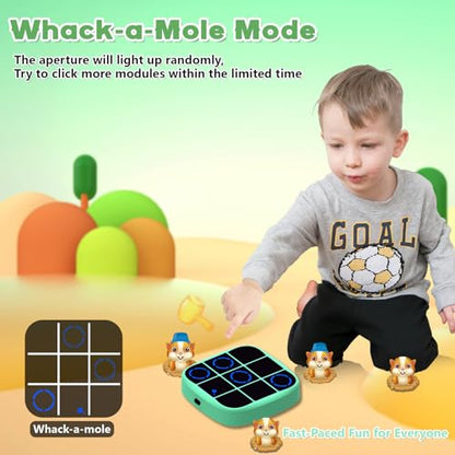 Tic Tac Toe Game, 4-in-1 Electronic Tic Tac Toe Bolt Game with Mute Function, Handheld Puzzle Console Toys for Educational, Portable Travel Games Gifts for Kids and Adults