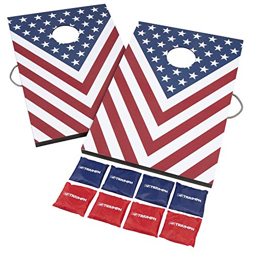 Triumph Sports 2x3 Premium Cornhole Sets - LED Options Available - 8 Bean Bag Toss Bags and Cornhole Boards Included - color: Stars and Stripes
