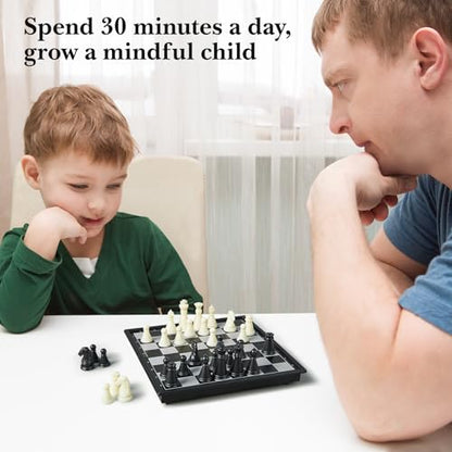 Mini Travel Chess Set - 5.1 Inhces Magnetic Portable Folding Chess Board Games for Kids - Small Pocket Chess Set(X-Small)
