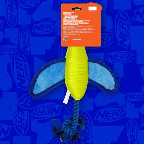 Nerf Dog 16.5in Nylon Ultraplush Crinkle Wing Launching Duck Dog Toy - Green/Light Blue - color: Green / Blue