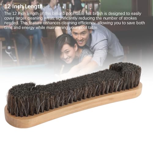 Billiard Pool Table Brush, 12 Inch Horse Hair Cleaning Brush for Dust Removal and Table Maintenance, with Ergonomic Handle and Multifunctional Design
