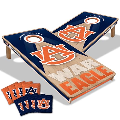 YouTheFan NCAA 2' x 4' Slogan Series Professional Wood Cornhole Game with Logo Bags - color: Auburn Tigers