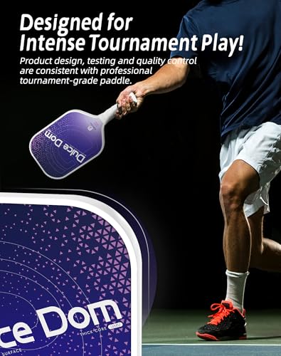 Dulce DOM Pickleball Paddles Set of 2/4 - USAPA Approved, 4 Indoor Outdoor Pickleball Balls, Fiberglass Surface Paddle Racket with Cover Bag, Ideal Training Equipment Gift for Men & Women - color: Purple*1