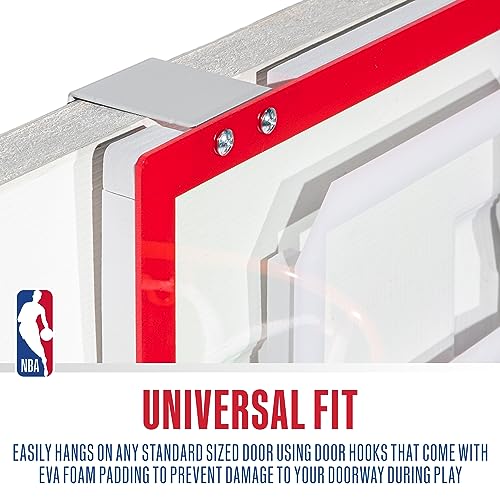 Franklin Sports NBA Over the Door Mini Basketball Hoop - Kids Custom NBA Team Indoor Mini Hoop with All 30 Team Stickers - Fan Shop Basket for Bedroom + Office
