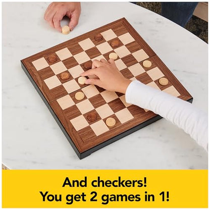 Spin Master Games Legacy Deluxe Chess & Checkers Set, Classic Two Player Game Includes Folding Board with Solid Wood Playing Pieces, for Kids and Adults Ages 8 and up - color: Chess & Checkers