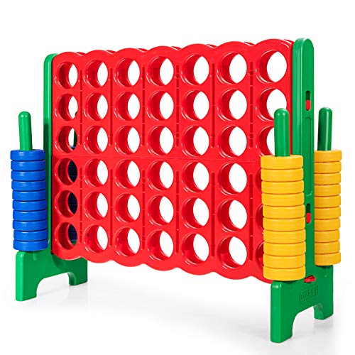 ARLIME Giant 4 in a Row Connect Game, 47'' Jumbo 4-to-Score Toy Set W/ Quick-Release Lever, Build-in Ring, Jumbo Sized for Kids & Adults, Oversized Floor Activity for Indoor & Outdoor Play - color: Green